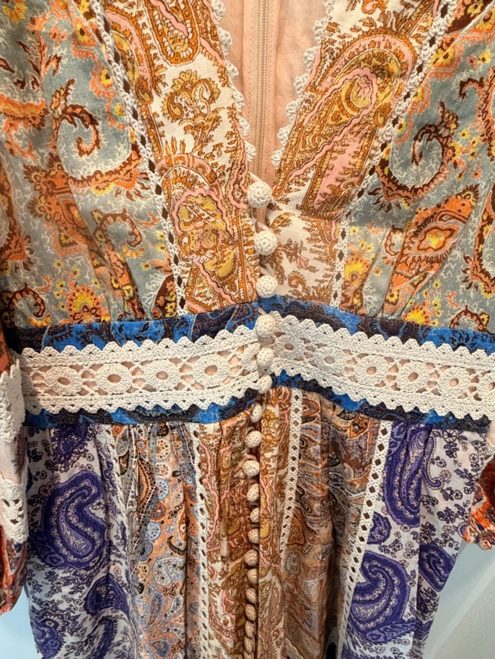 Zimmermann Multi-Color Paisley Patchwork Long-Sleeve Maxi Dress - Picture 4 of 7